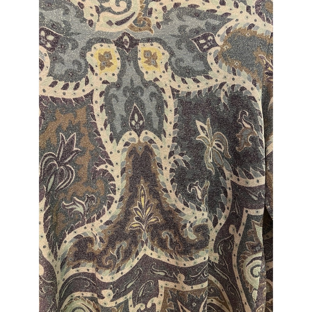 Koret Tapestry Metallic‎ Printed Long Sleeve Silk Blouse Size Petite Medium - Picture 5 of 10